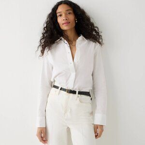 J. Crew White Fitted Long Sleeve Button Down